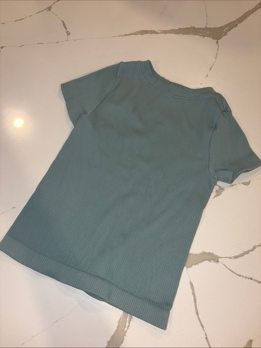 Old Navy Ribbed Short Sleeve Top - Dusty Blue